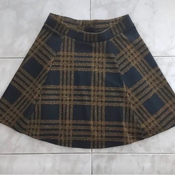 Eclipse Tartsn Stripes Black Gold elastic waistband Mini Skirt size Small - Picture 3 of 11